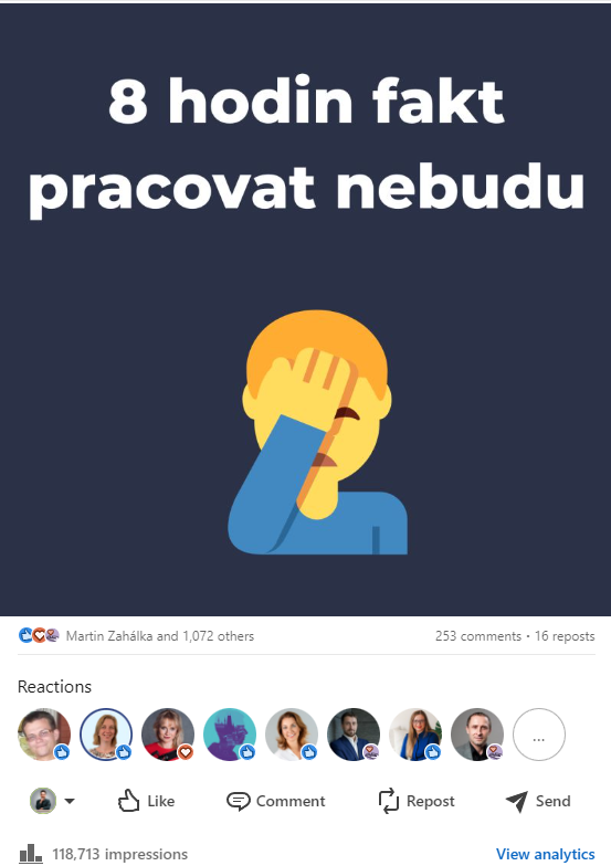 Stefan Prokop LinkedIn post statistics